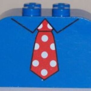 4744pb16 – Slope, Curved 4 x 2 x 2 Double with 4 Studs with Red Tie with White Polka Dots Pattern