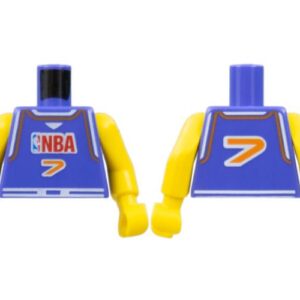 973bpb155c01 – Torso Basketball Jersey Tank Top with White Trim, NBA Logo, and Orange Number 7 Pattern / Yellow NBA Arms