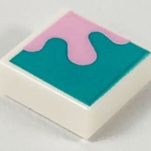 3070pb151 – Tile 1 x 1 with Bright Pink Splotch on Dark Turquoise Background Pattern