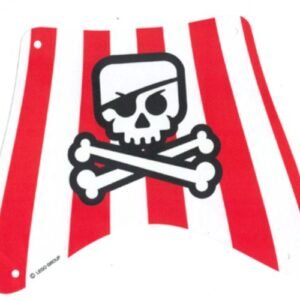 sailbb34 – Cloth Sail 27 x 22 Top with Red Stripes, Skull with Eye Patch and Crossbones Pattern