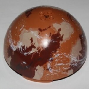 98107pb02 – Cylinder Hemisphere 11 x 11, Studs on Top with Dark Red, Dark Tan, and White Planet Pattern (SW Tatooine)