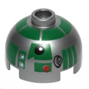 553pb014 – Brick, Round 2 x 2 Dome Top with Green Pattern (R3-D5)