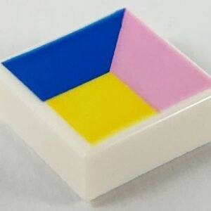 3070pb153 – Tile 1 x 1 with Blue, Bright Pink and Yellow Polygons Pattern