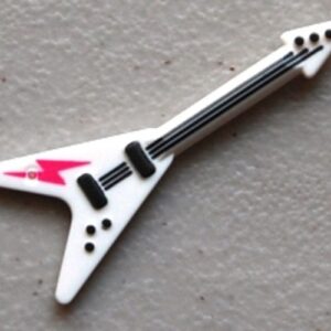 93564pb02 – Minifigure, Utensil Musical Instrument, Guitar Electric 'Flying V' with Dark Pink Lightning Bolt Pattern