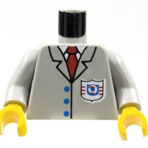 973pb0041c01 – Torso Rescue Coast Guard Logo, Red Tie, Suit Buttons Pattern / Light Gray Arms / Yellow Hands