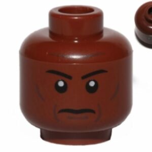 3626bpb0424 – Minifigure, Head Grim Face with Cheek Lines, Thin Eyebrows and White Pupils Pattern – Blocked Open Stud
