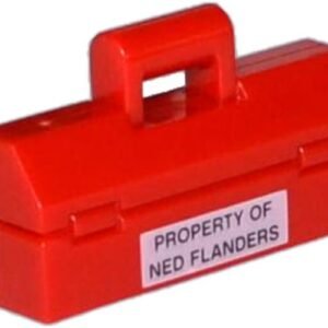 98368pb001 – Minifigure, Utensil Toolbox with Black ‘PROPERTY OF NED FLANDERS’ on White Rectangle Pattern