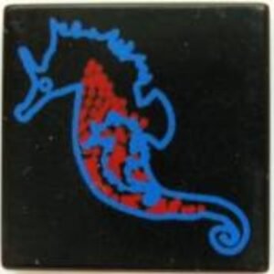 3068px11 – Tile 2 x 2 with Blue and Red Seahorse Pattern