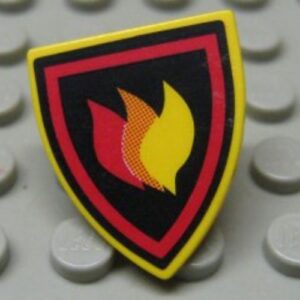 3846pb025 – Minifigure, Shield Triangular Short with Fire Logo Pattern (Sticker) – Set 7240