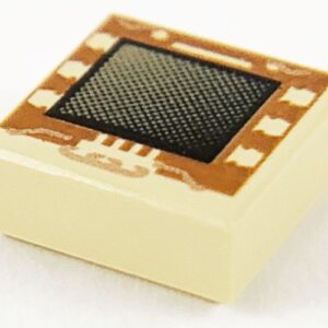 3070pb004 – Tile 1 x 1 with Faded Black Screen with Brown Border, Copper Circuitry Pattern