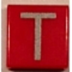 3070pb028 – Tile 1 x 1 with Silver Capital Letter T Pattern