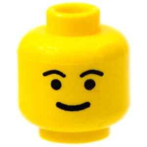 3626p05 – Minifigure, Head Standard Grin, Black Eyebrows, Thick Mouth Pattern