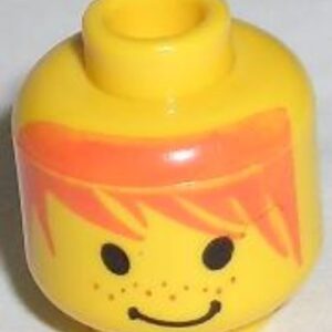 3626px44 – Minifigure, Head Male Messy Orange Hair, Smile Pattern