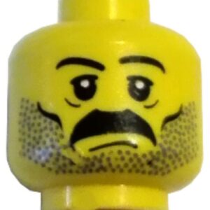 3626pb0172 – Minifigure, Head Moustache and Stubble Pattern, White Pupils, Eyebrows