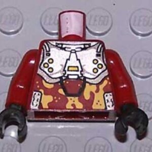 973pb0461c01 – Torso Exo-Force Silver Body Armor with Light Orange Camouflage Pattern / Dark Red Arms / Black Hands