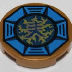 14769pb066 – Tile, Round 2 x 2 with Bottom Stud Holder with Airjitzu Lightning Symbol in Blue Octagon Pattern