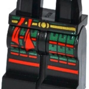 970c00pb0397 – Hips and Legs with Red and Dark Green Samurai Leg Armor, Gold Belt and Red Sash Pattern