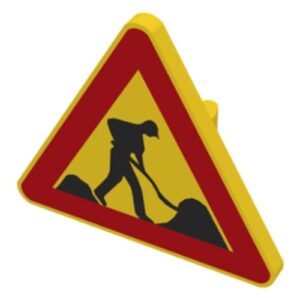 892pb009 – Road Sign 2 x 2 Triangle with Clip with Worker and 2 Piles Pattern